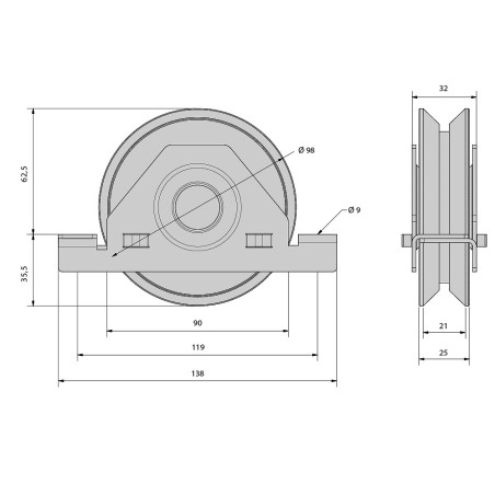 Monture Support Int Rieur Pour Portail Coulissant Galet Mm Gorge En V Mm Kg