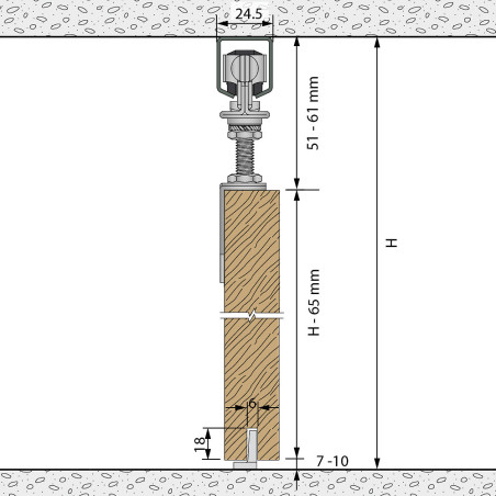 Système Coulissant SLID'UP 2000 Pour 1 Porte Extérieure 50 Mm Max Rails 2 X 195 M Acier Galvanise 80 Kg