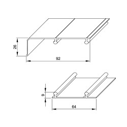 Kit SLID'UP 210 aluminium anodisé naturel pour 3 portes de placard  coulissantes 16 mm - rail 2,7 m - 70 kg