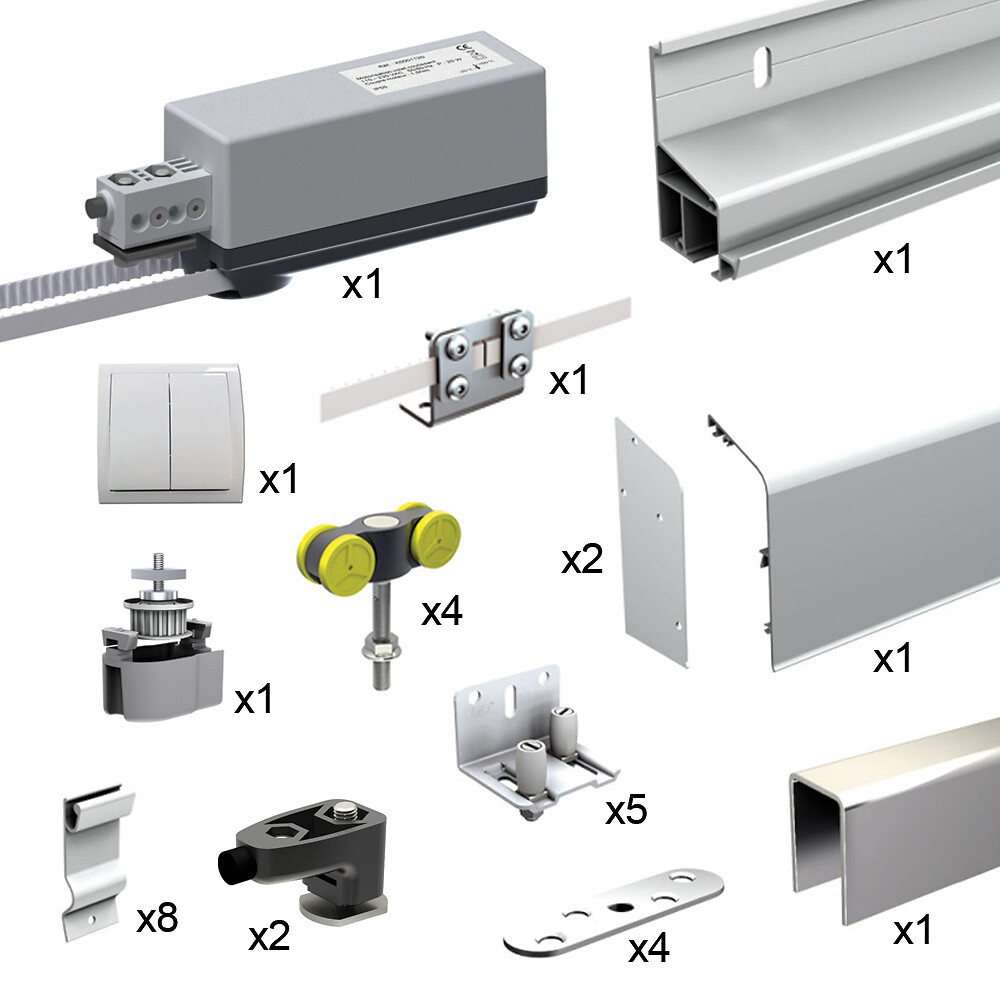 Pack motorisé filaire pour volet coulissant 2 vantaux largeur baie 1 25 m max