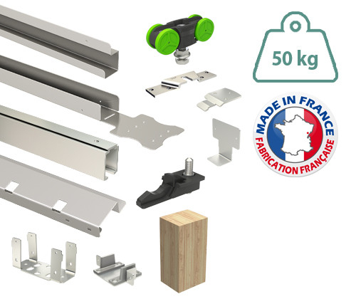 SLID'UP 2300 - Kit pour porte coulissante à galandage - châssis 100 mm - 50 kg