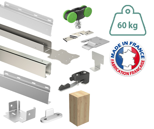 SLID'UP 2300 - Kit pour porte coulissante à galandage - châssis 70 mm - 60 kg